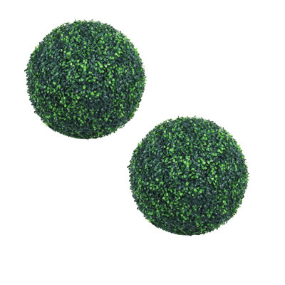 Boules de buis artificiel de 40 cm (15,7 pouces) - 2 boules pour la décoration intérieure et extérieure