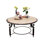 Southwestern Round Coffee Table With Travertine Marble And Wrought Iron