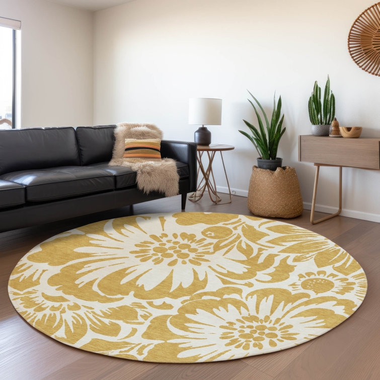 Premium Machine Washable Cerrito AMF551 Gold Rug