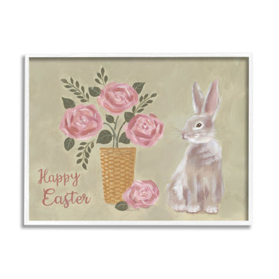 «Happy Easter Bunny Rose Bouquet» par Pam Britton - Art textuel sur toile