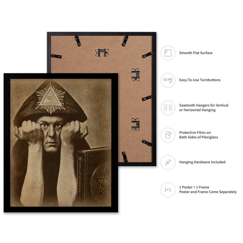 Occultiste Aleister Crowley, Cadre noir, Affiche, H 16 po x l 20 po