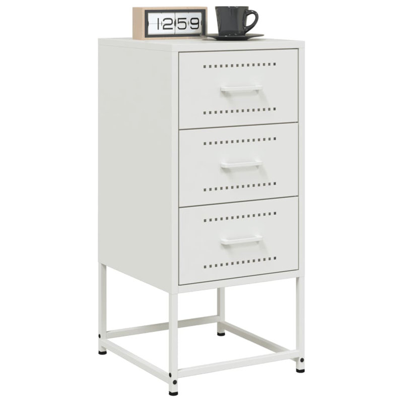 Raddatz 36cm W Steel Bedside Table, White, Set of 2