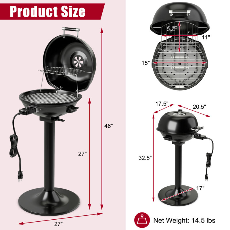 Barbecue électrique sur pied Topbuy, Noir