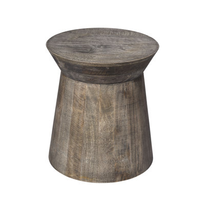 Porcini Wood Side Table, Gray Wash