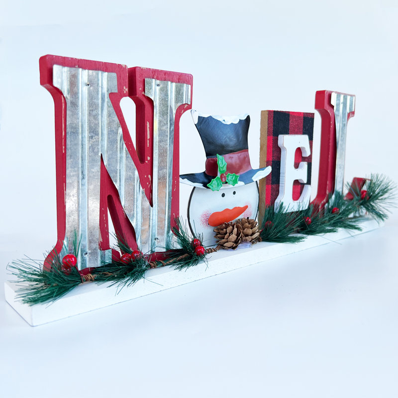 Lettres de table en bois rustique Noel