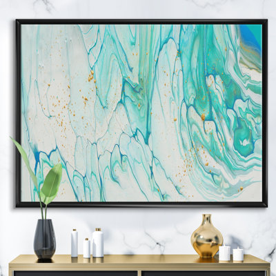 Bleu/blanc pastel/marbre doré-reproduction d’art sur toile