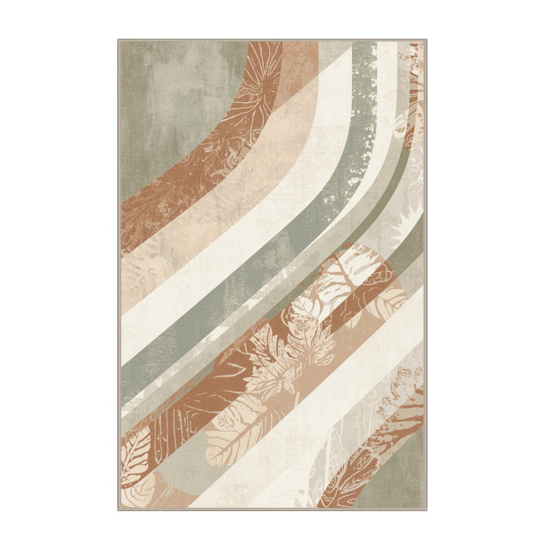 Tapis beige moelleux moelleux et moelleux à arc tropical, 5 x 8