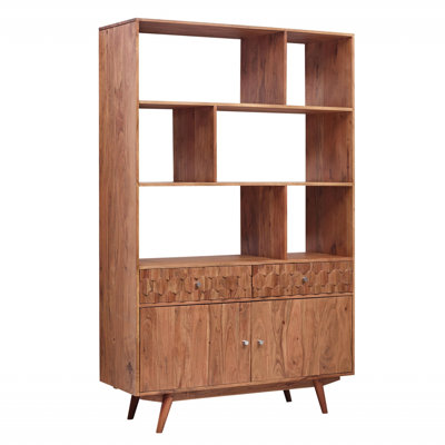 Mosayk 185cm H x 115cm W Solid Wood Standard Bookcase