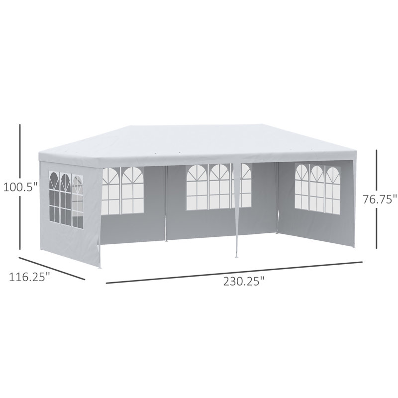 Grande tente de réception 10 pi x 20 pi Outsunny