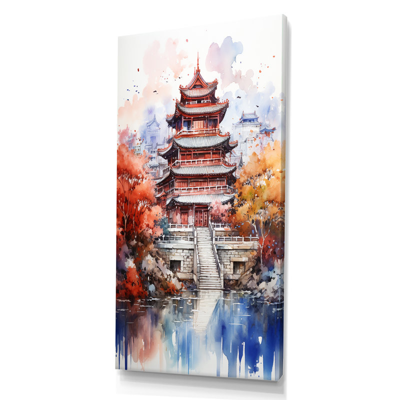 Pékin, emblèmes emblématiques, automne, sérénité III, art mural Chine, Toile tendue, H 60 po x l 28 po x P 1,5 po