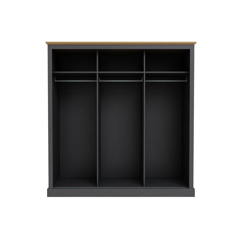 Artur 3 Door Manufactured Wood Wardrobe, Charcoal