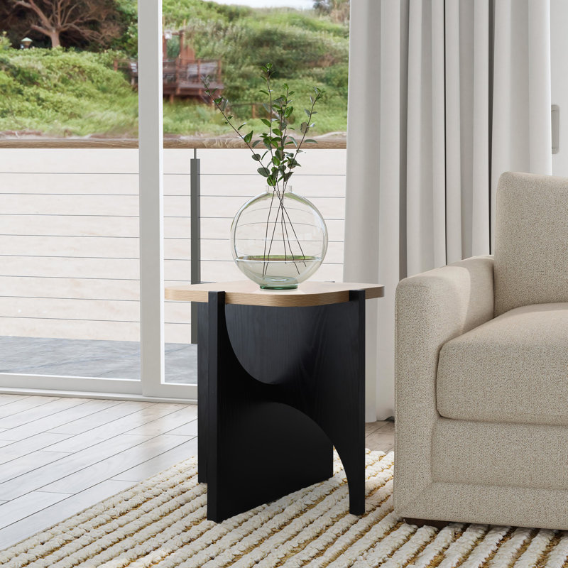 Table d'appoint moderne carrée noire et brune