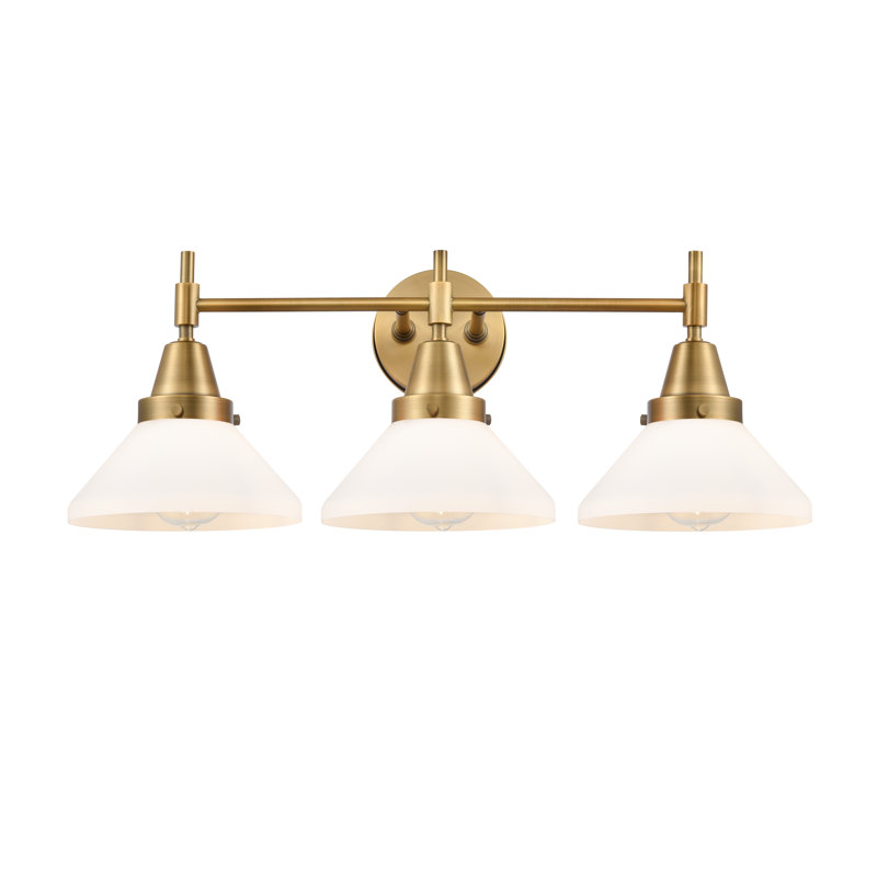 Éclairage de salle de bain à intensité variable à 3 lumières Amede, Blanc mat, Laiton brossé