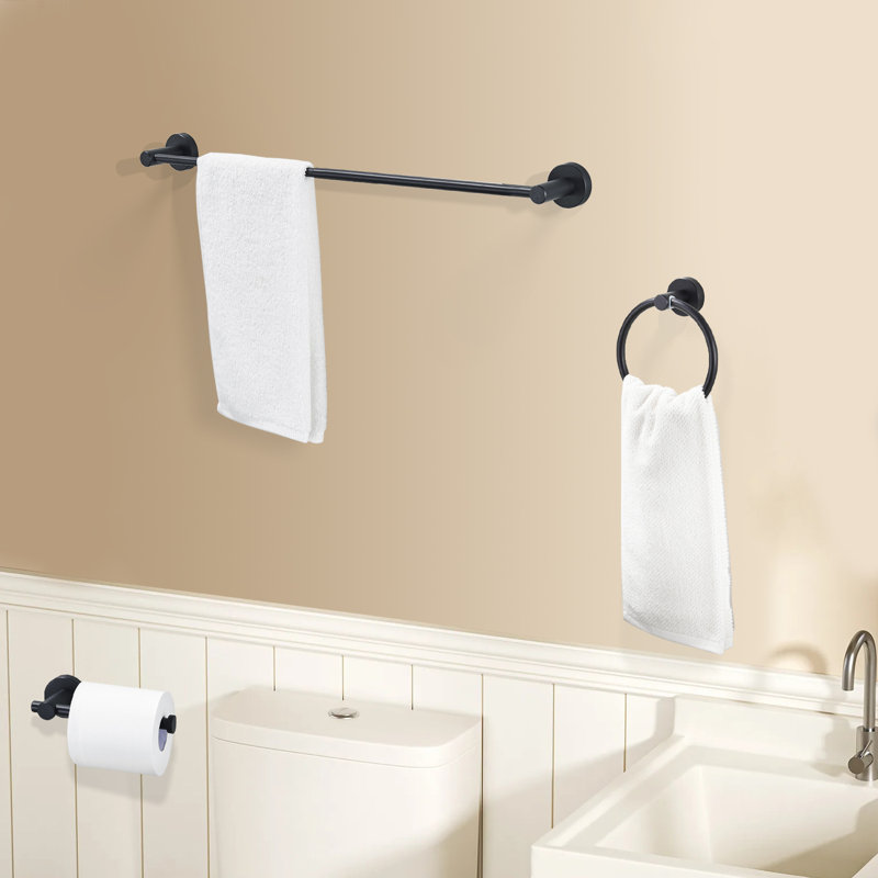 3-Piece Aluminum Bath Hardware Set In Matte Black