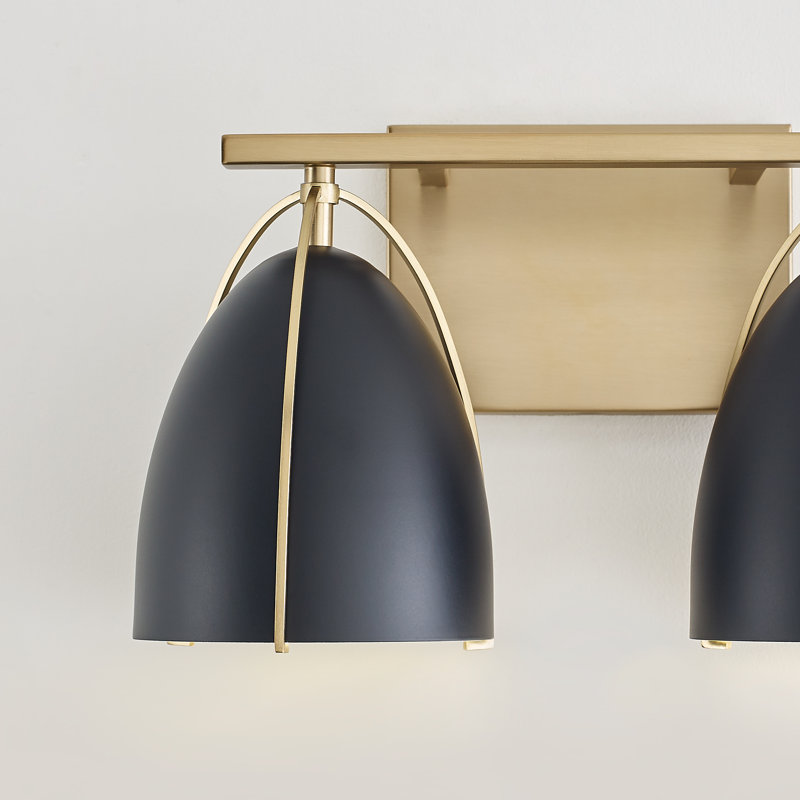 Nikki 2-Light Dimmable Vanity Light, Satin Brass, No, Black