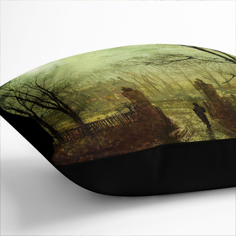 At The Park Gate Square Throw Cushion, 40cm W x 40cm D x 15cm D, Black