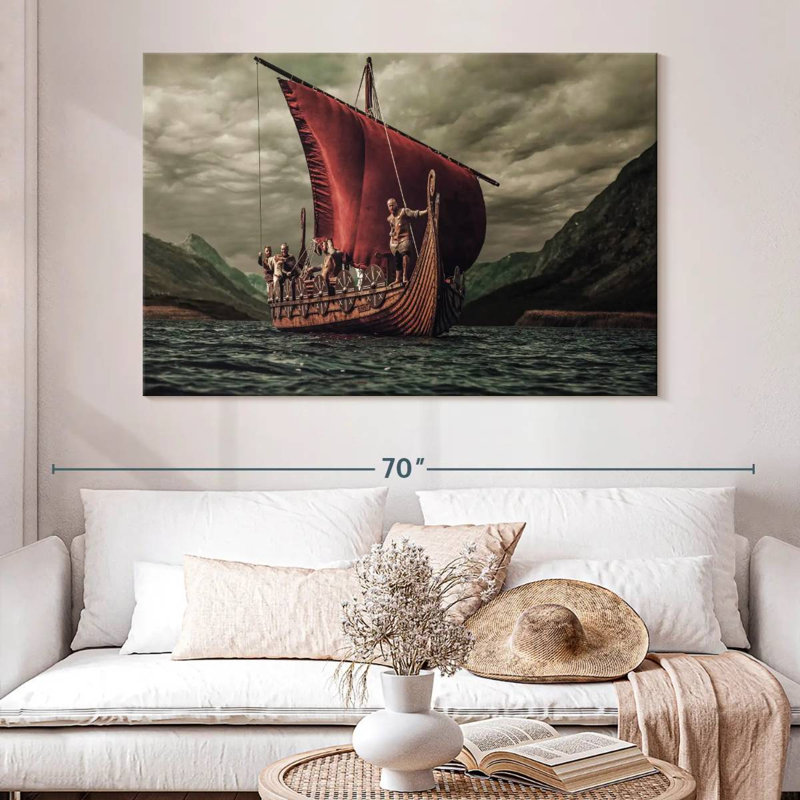 Mehar Vikings sur un bateau Drakkar, H 34 po x l 51 po