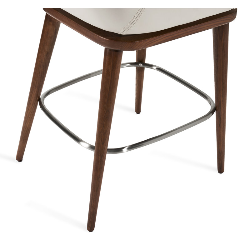 Harper Swivel Bar Stool, Counter Stool (26” Seat Height), Walnut/Satin Nickel, St Tropez Gray