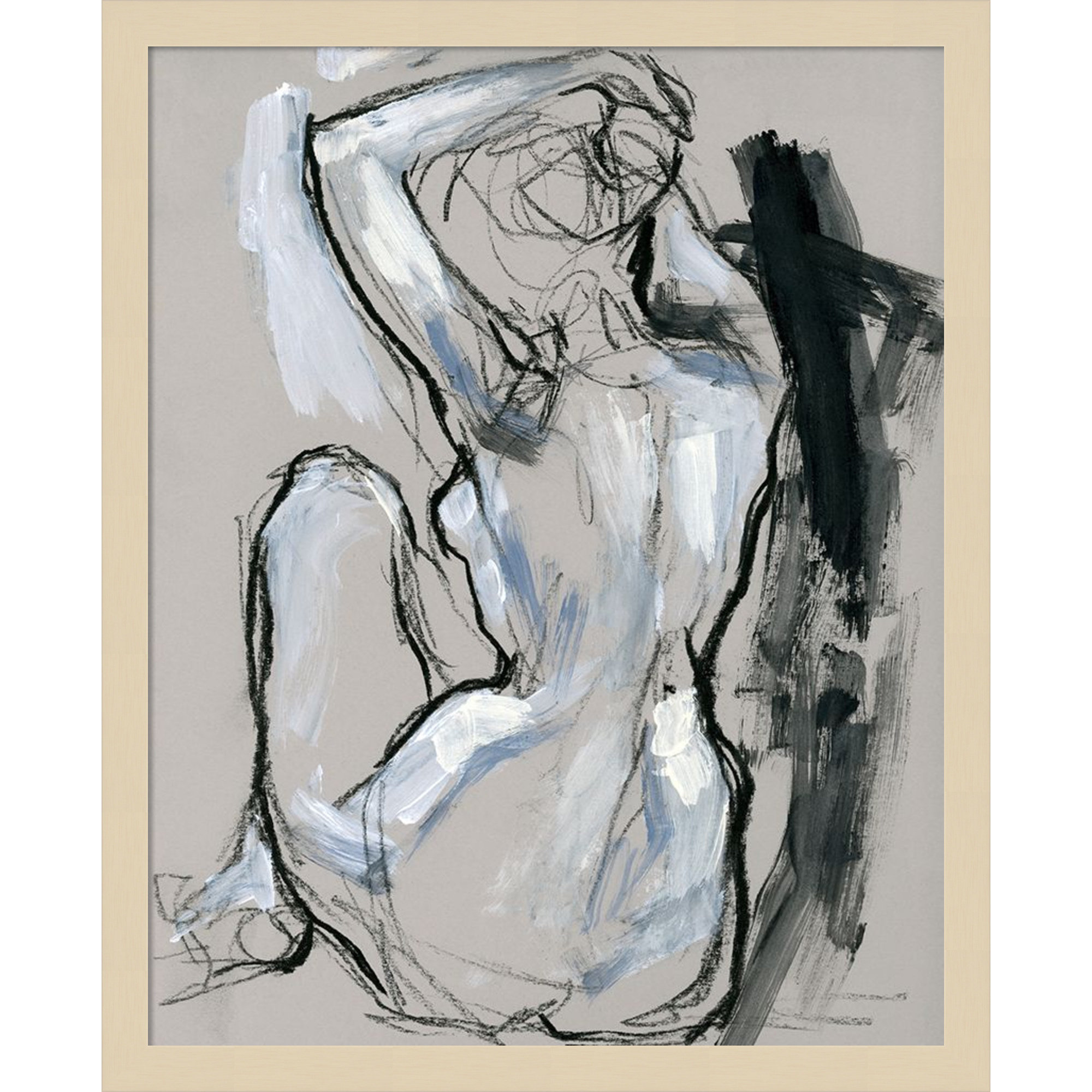 Onyx Gestures I by Wood Framed Wall Art Print, 21" H x 17" W, Brown