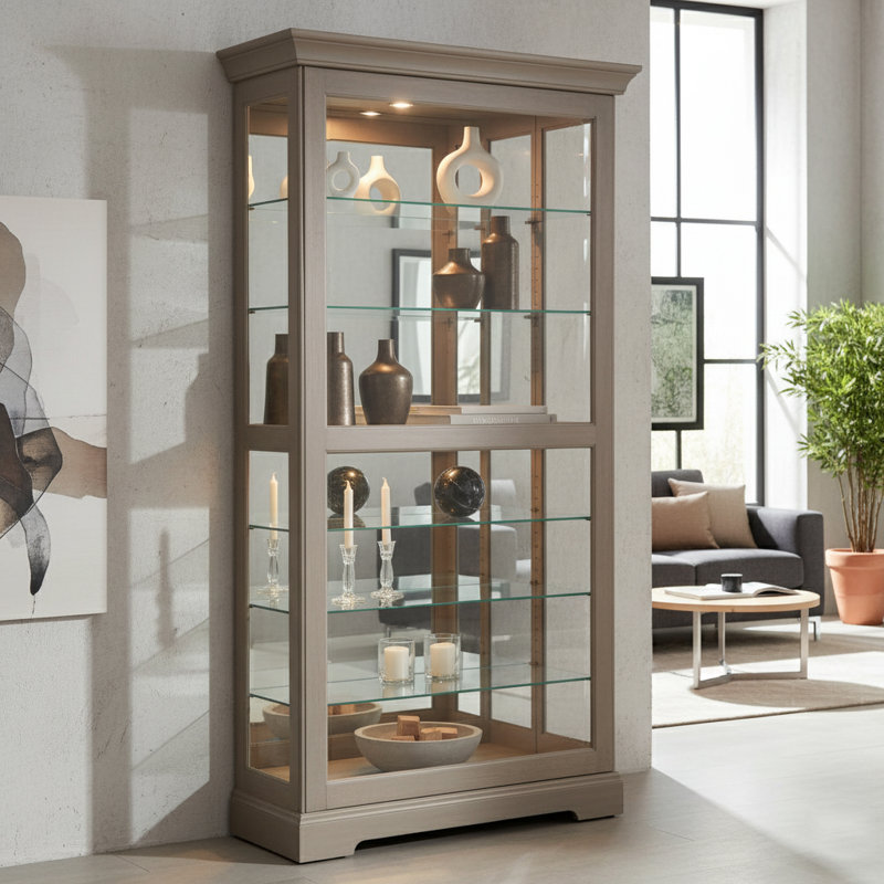 Tyler VI Lighted Curio Cabinet, Gray