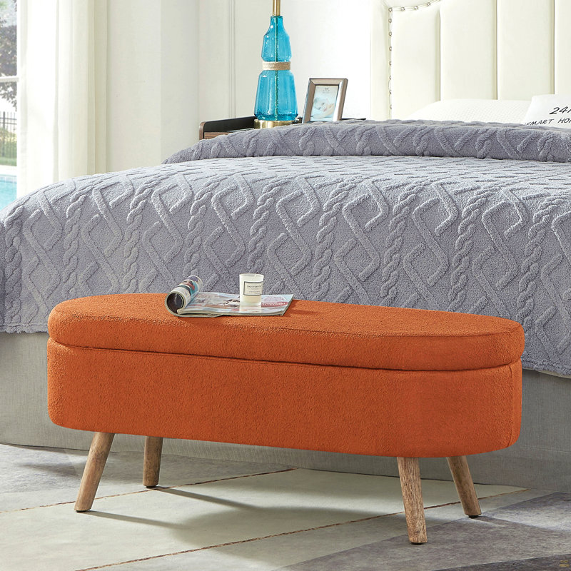 Banc de rangement avec repose-pieds ovale Luxury, Orange
