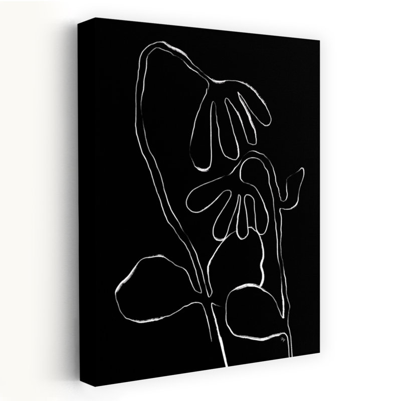 Abstract Floral Outline Abstract Contemporary Violet Flower Wall Art Print 1 Piece Wrapped Canvas Wall Art