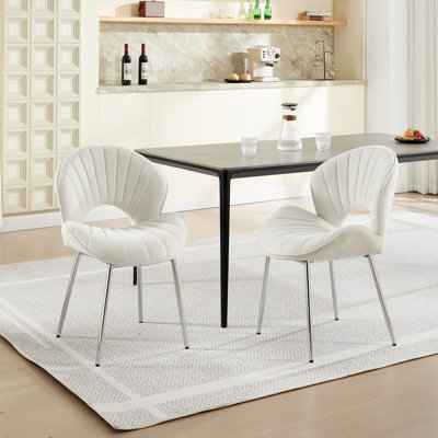 Ensemble de 2 sièges en tissu de velours de conception moderne avec assise de 21,6 po et pieds argentés