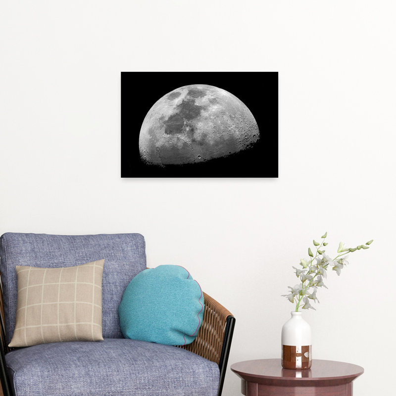 «First Quarter Moon», art dramatique abstrait contemporain, paysage mural, H 16 po x l 24 po