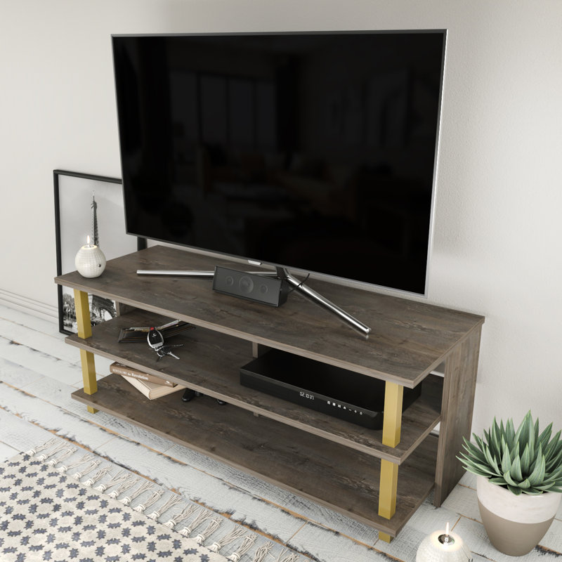 Pueblo TV Stand for TVs up to 50", Gold/Dark Oak