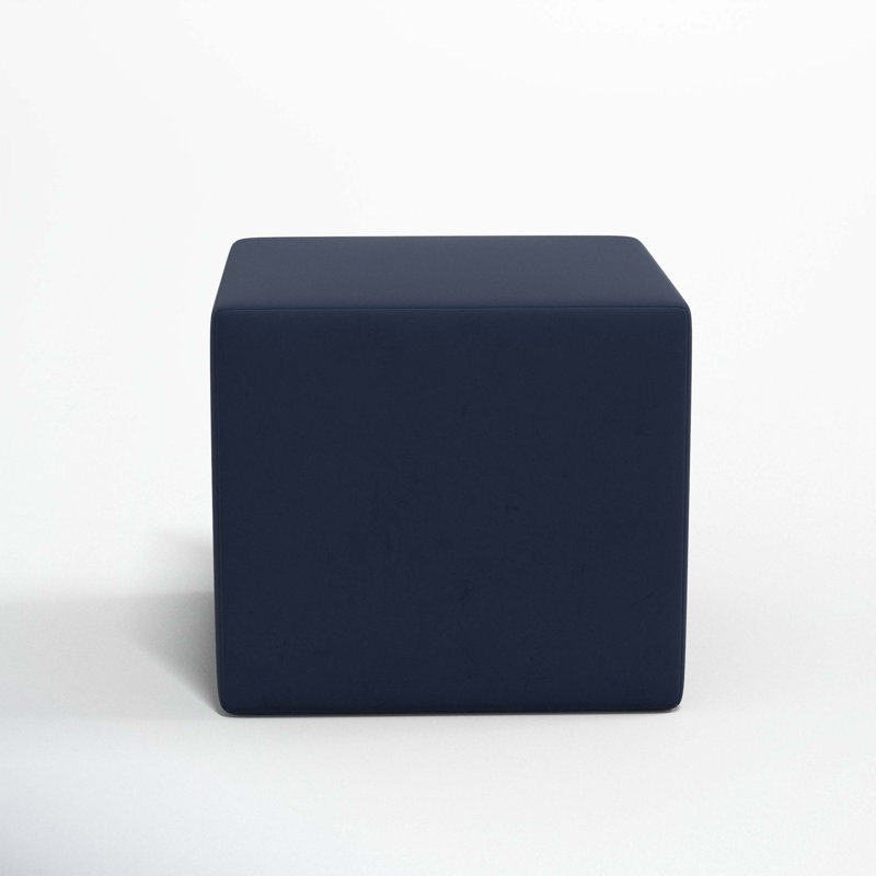Bence Upholstered Ottoman, Classic Ink Performance Velvet