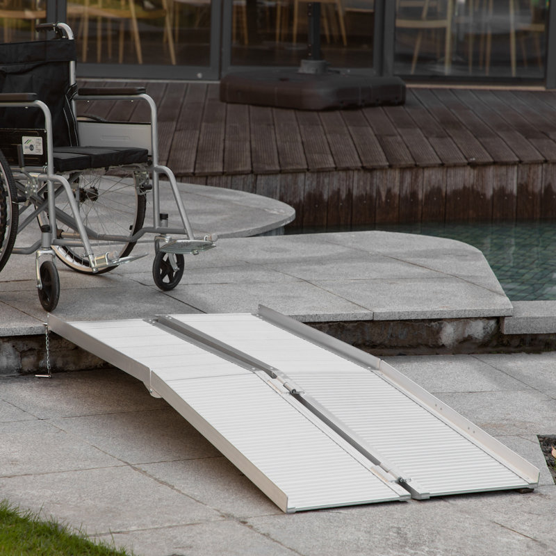 Rampe de fauteuil roulant portative 6 pi, rampe pliante en aluminium antidérapante pour personnes à mobilité réduite, capacité de charge de 600 lb