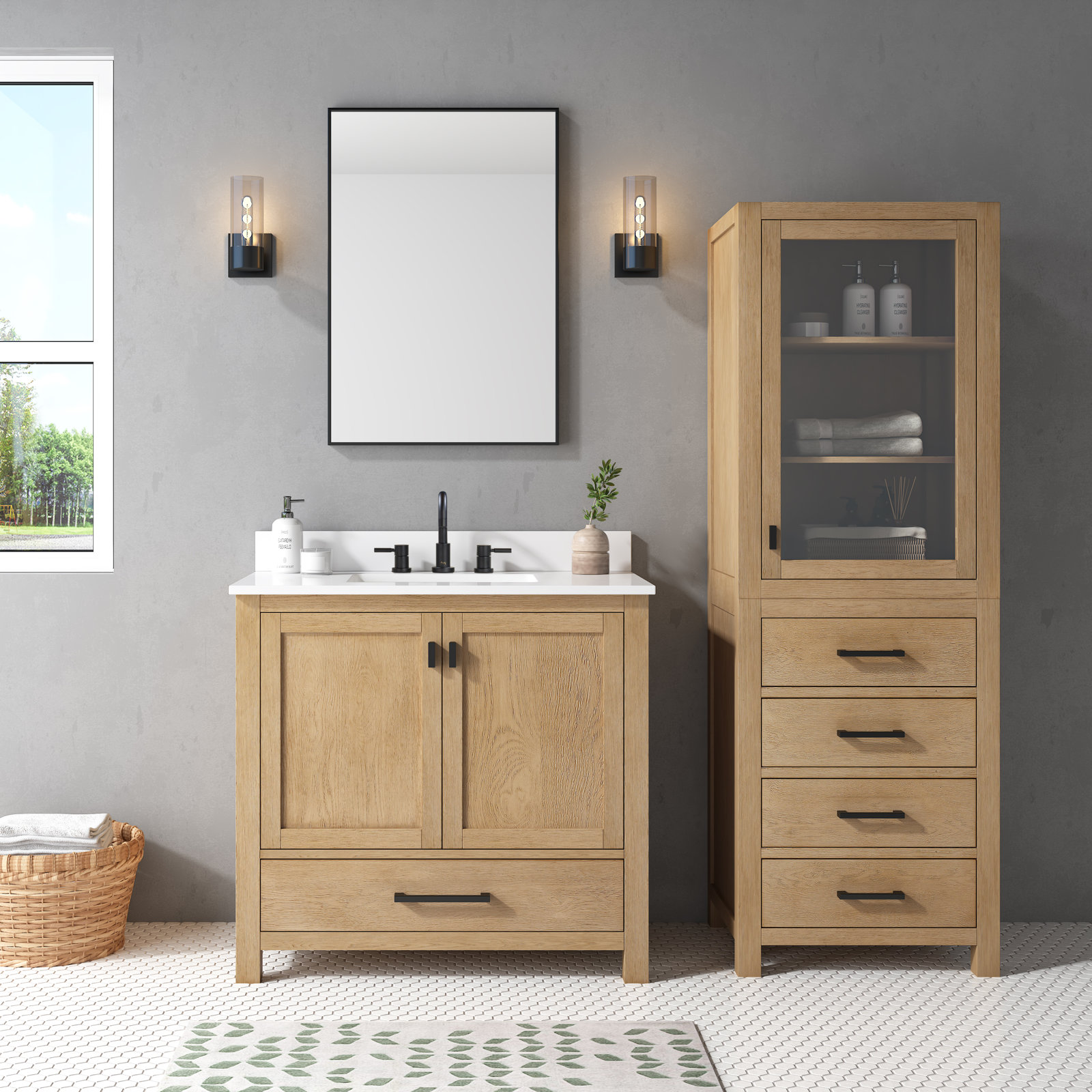 Keira Linen Cabinet, Brushed Oak