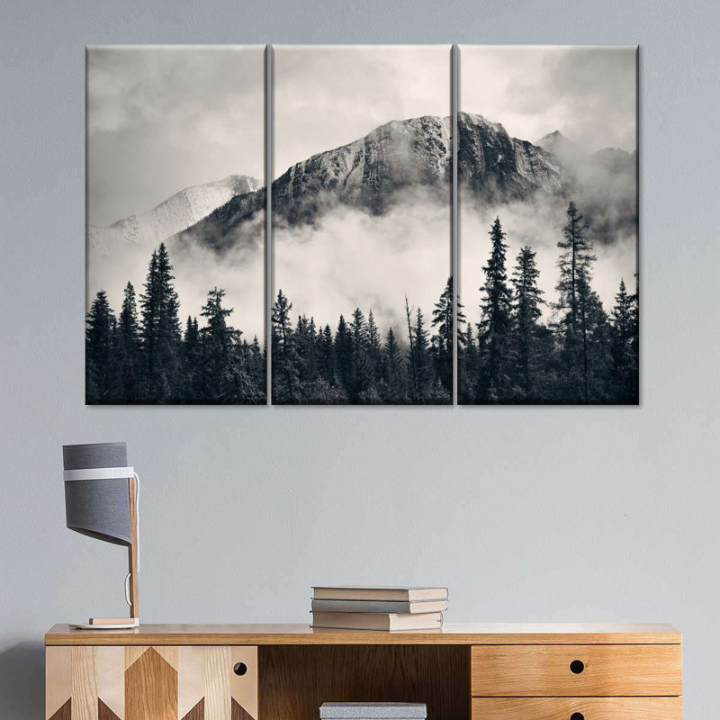Scène de montagne Banff Park - toile tendue 3 pièces, H 36 po x l 57 po x P 1,25 po