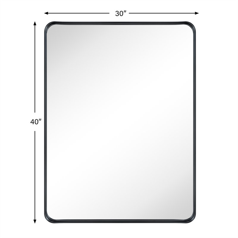 Arthers Metal Rectangle Mirror, Matte Black, 40'' H x 30'' W