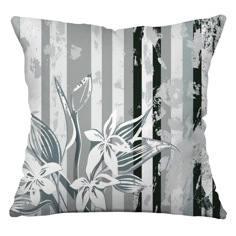 Botanical Patchwork Pillow, Cool Pattern  Pillows, 16"H x 16"W