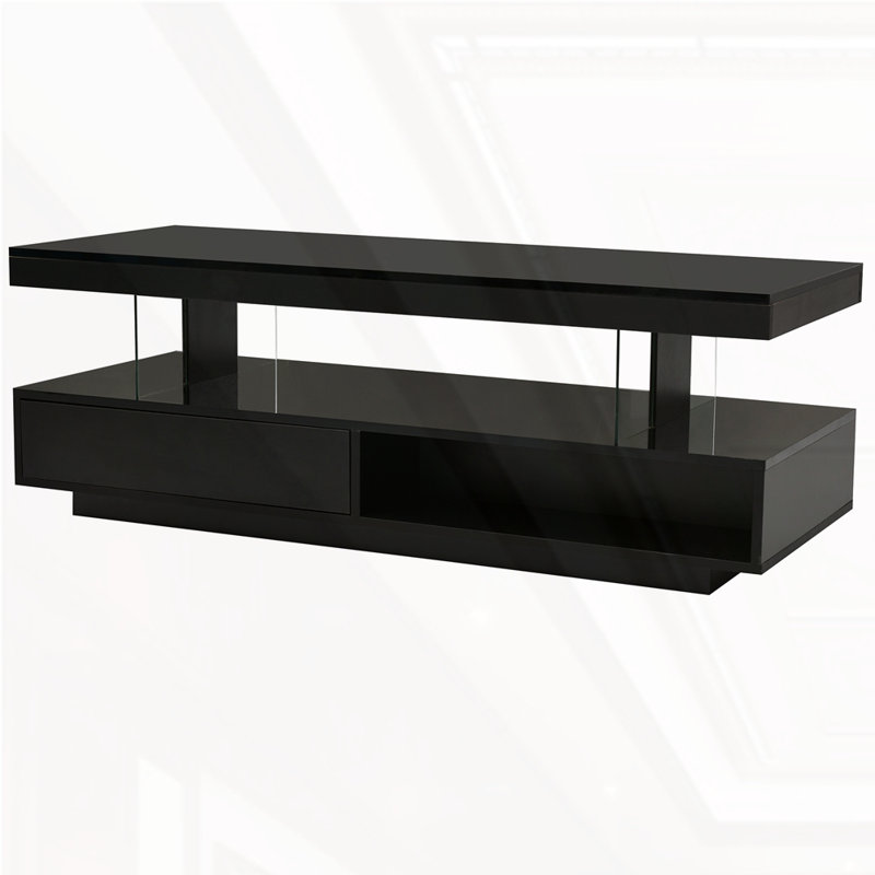 Modern Centre Table with 2 Drawers and Display Shelves, Black