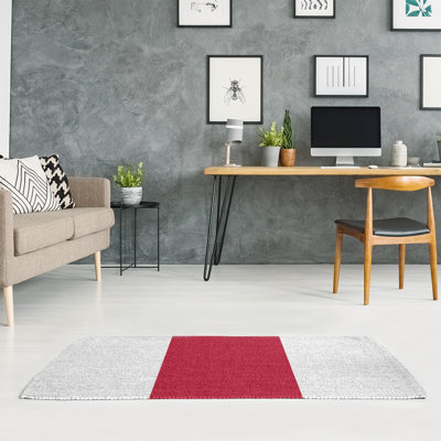 Tapis blanc rayé/rouge Los Angeles