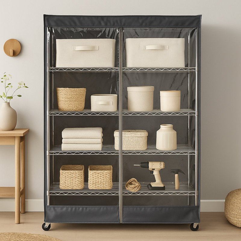 Étagère de rangement en grillage avec panneau transparent, H 72 po x l 48 po x P 25 po, H 72 po x l 48 po x P 25 po