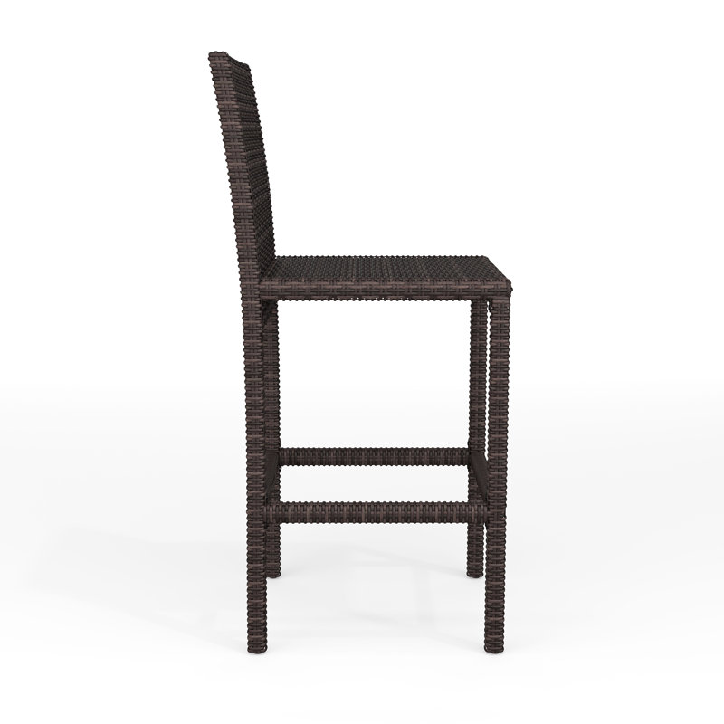 Brown Rattan Wicker Indoor-Outdoor Bar Stools, Set of 2