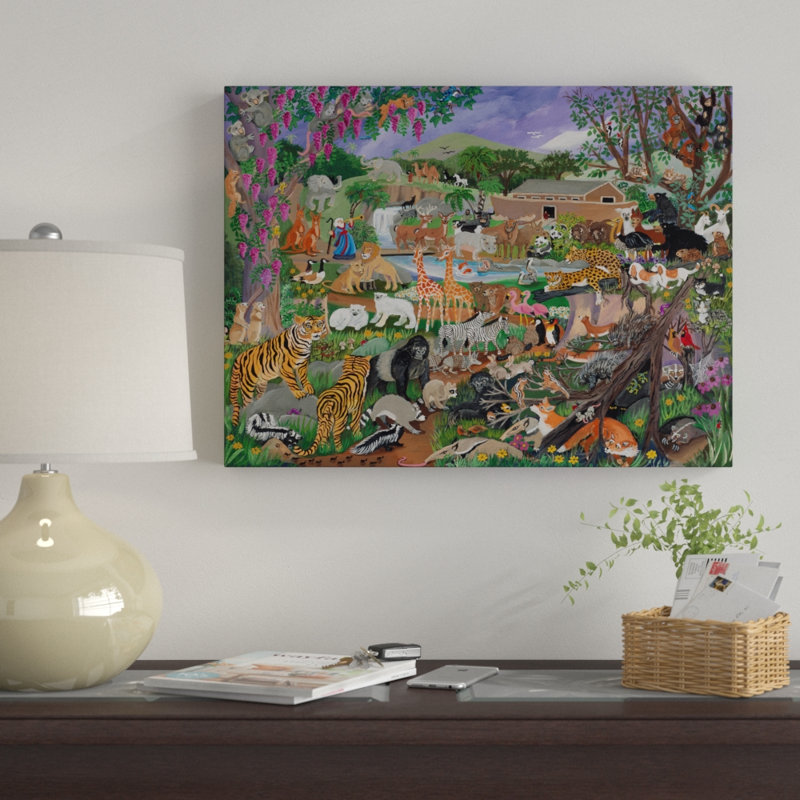 « noahs ark », reproduction de peinture à l’acrylique sur toile tendue, H 14 po x l 19 po x P 2 po