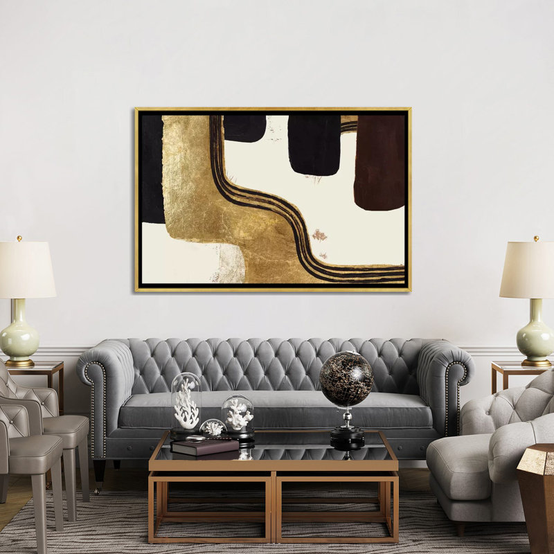 « Retro Safari » par Patricia Pinto-impression, Toile encadrée d'or, Pas de tapis, H 60 po x l 40po x P 1,5 po
