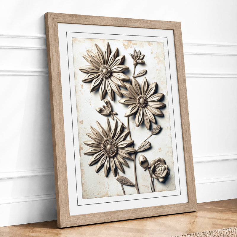 Study: Daisies Botanical - Print, A1 - 84.1 x 59.4 cm, Oak
