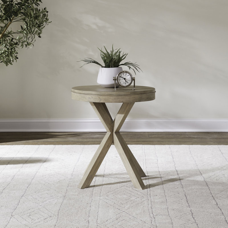 Chantee Round End Table w/ Pedestal Base & Veneer Top