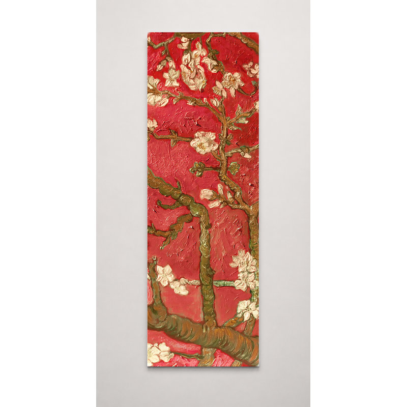 Fleurs d'amandier (variation rouge) - art mural sur toile, 16" W x 48" H
