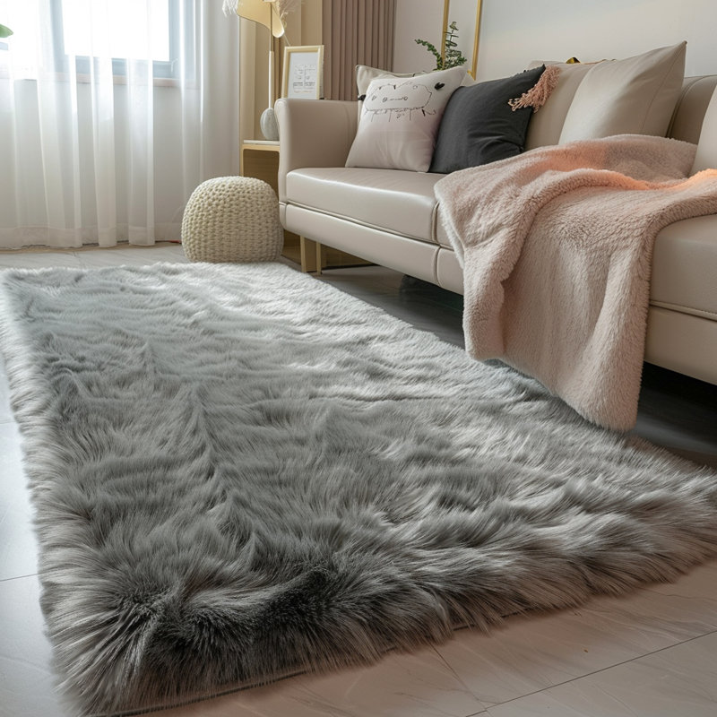 Faux Sheepskin Indoor Rug, Rectangle 8' x 10'