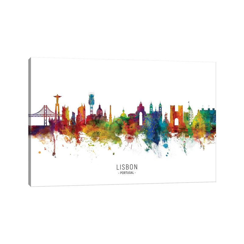Lisbon Portugal Skyline by Michael Tompsett - Wrapped Canvas Print, 20.32 cm H x 30.48 cm W