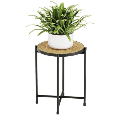 16.5" Boho Rattan Plant Stand - Tall Round Indoor Heavy-Duty Plant Table by Dakota Fields