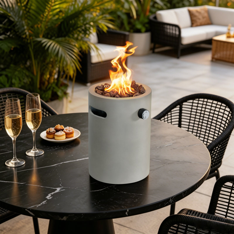 Afterglow Outdoor Tabletop Fireplace,Gray, Marble