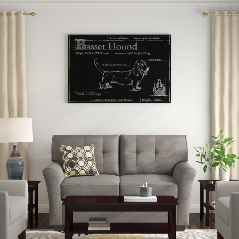Blueprint Bassett Hound by Ethan Harper - Painting Print, 81cm H x 122cm W, Black Floater Framed