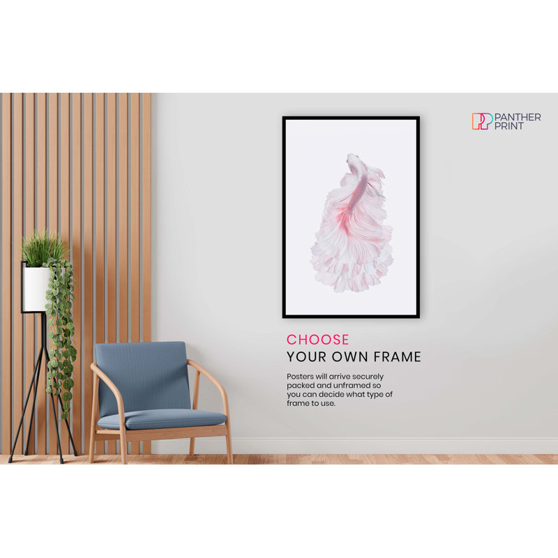 Pink Pastel Graceful Swimming Fish - No Frame Print, 31cm H x 20cm W